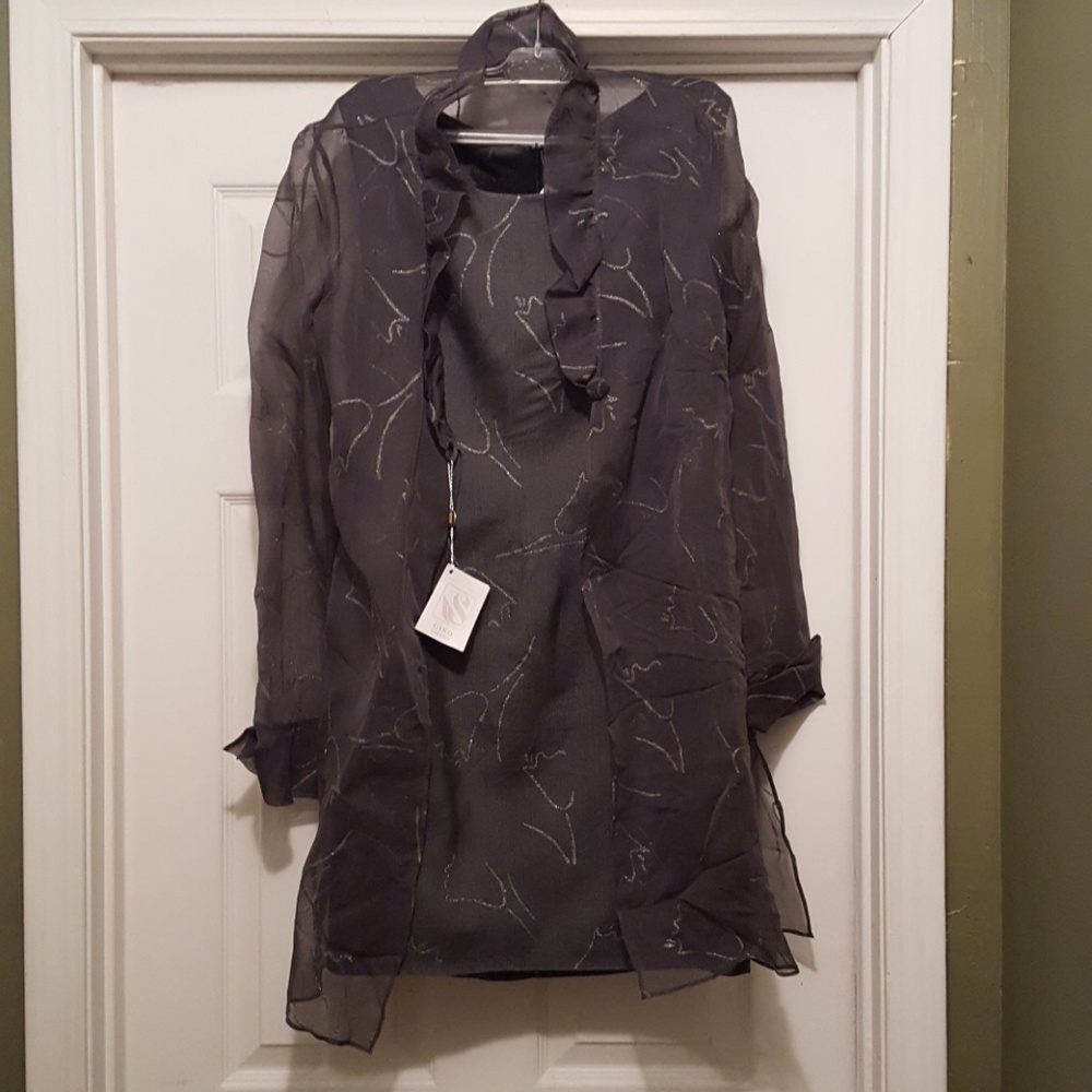 GINO SARTORE ITALIAN SILK DRESS WITH CARDIGAN SZ 6